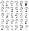 Various Retro Policeman Cop Poses - Set of Concepts Vector illustrations Royalty Free Stock Photo