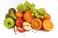 Various ripe fruits on a white background