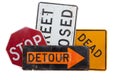 Various road signs on a white background Royalty Free Stock Photo