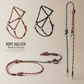 Various rope halters are displayed against a neutral background. The designs include Royalty Free Stock Photo