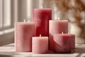 Rose Candles Create Serene Ambiance in a Soft-Lit Space During the Evening Generative AI Royalty Free Stock Photo