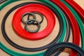 Various rubber products and sealing products Royalty Free Stock Photo