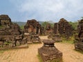 Various ruins of the ancient Shaiva Hindu temple at My Son sanctuary in central Vietnam Royalty Free Stock Photo