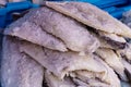 Various salted cod fillets for sale in the market