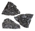 various samples of raw hulsite minerals isolated Royalty Free Stock Photo