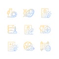 Various school subjects gradient linear vector icons set Royalty Free Stock Photo