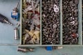 Various screws for assembling computer sets. Accessories for mechanic electronics Royalty Free Stock Photo