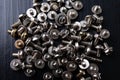 Various screws for assembling computer sets. Accessories for mechanic electronics Royalty Free Stock Photo