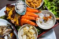 various seafoods on the table Royalty Free Stock Photo