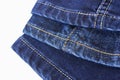 Various seams on blue denim trousers Royalty Free Stock Photo