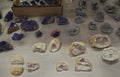 Various semi precious stones displaying on table Royalty Free Stock Photo