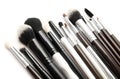 Various set of professional makeup brushes isolated over white Royalty Free Stock Photo
