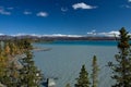 Various shades of blue green at the glacier fed Kluane Lake Royalty Free Stock Photo