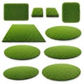 Various shapes of artificial grass samples isolated on white background Royalty Free Stock Photo