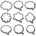 Various shapes of empty speech bubbles isolated on white Royalty Free Stock Photo