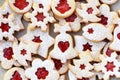 Various shapes of Linzer cookies close up Royalty Free Stock Photo