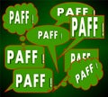 Various shapes of PAFF! speech cloud bubbles Royalty Free Stock Photo