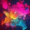 Neon colored abstract textured design with abstract shapes, colors, splashes and lines. Royalty Free Stock Photo