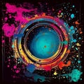 Neon colored abstract textured design with abstract shapes, colors, splashes and lines. Royalty Free Stock Photo