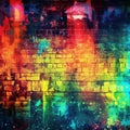 Neon colored abstract textured design with abstract shapes, colors, splashes and lines. Royalty Free Stock Photo