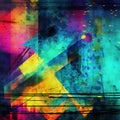 Neon colored abstract textured design with abstract shapes, colors, splashes and lines. Royalty Free Stock Photo