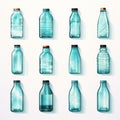 Various shapes and sizes plastic water bottles collection, isolated on white background Royalty Free Stock Photo