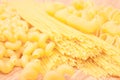 Various shapes of uncooked pasta