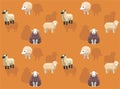 Various Sheep Breeds Cartoon Seamless Wallpaper Background