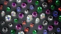 Various shiny gemstones 3D render illustration