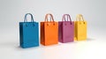 Various shopping bags, Set of colorful empty shopping bags isolated on white background Royalty Free Stock Photo