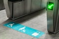 Various Sign and Symbol Placed on the Floor of Entrance Platform to Subway Train