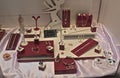 Various silver jewelry on display at exhibition