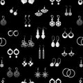 Various silver ladies earrings types seamless pattern Royalty Free Stock Photo