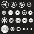 Various silver metal cogwheels parts of watch movement eps10 Royalty Free Stock Photo