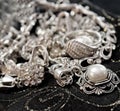 Various silver shining jewellery