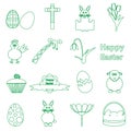 Various simple outline Easter icons set eps10