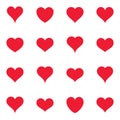 Various simple red heart icons