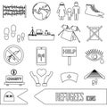 Various simple refugees theme outline icons set