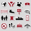 Various simple refugees theme stickers set