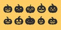 Various sizes and colors of Halloween pumpkins. Modern flat illustration on a white background. Royalty Free Stock Photo
