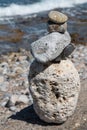 Pebbles pyramid at the coastline