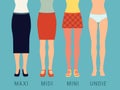 Various skirts and underwear Royalty Free Stock Photo