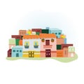 a small town, colorful houses and buildings on a gentle blue background Royalty Free Stock Photo