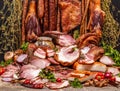 Various smoked pork meat Royalty Free Stock Photo