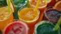 various smoothies with vegetables and fruits. Selective focus. Royalty Free Stock Photo