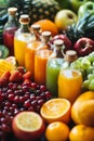 various smoothies with vegetables and fruits. Selective focus. Royalty Free Stock Photo