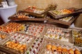 Various snacks at the event on a mirrored tray