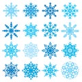 Various snowflake shapes decorative winter set vector illustration