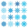 Various snowflake shapes decorative winter set vector illustration Royalty Free Stock Photo