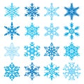 Various snowflake shapes decorative winter set vector illustration Royalty Free Stock Photo